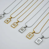 Shell Inlay Initial Letter Necklace