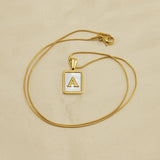 Shell Inlay Initial Letter Necklace