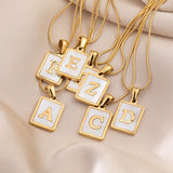 Shell Inlay Initial Letter Necklace