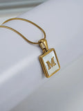 Shell Inlay Initial Letter Necklace