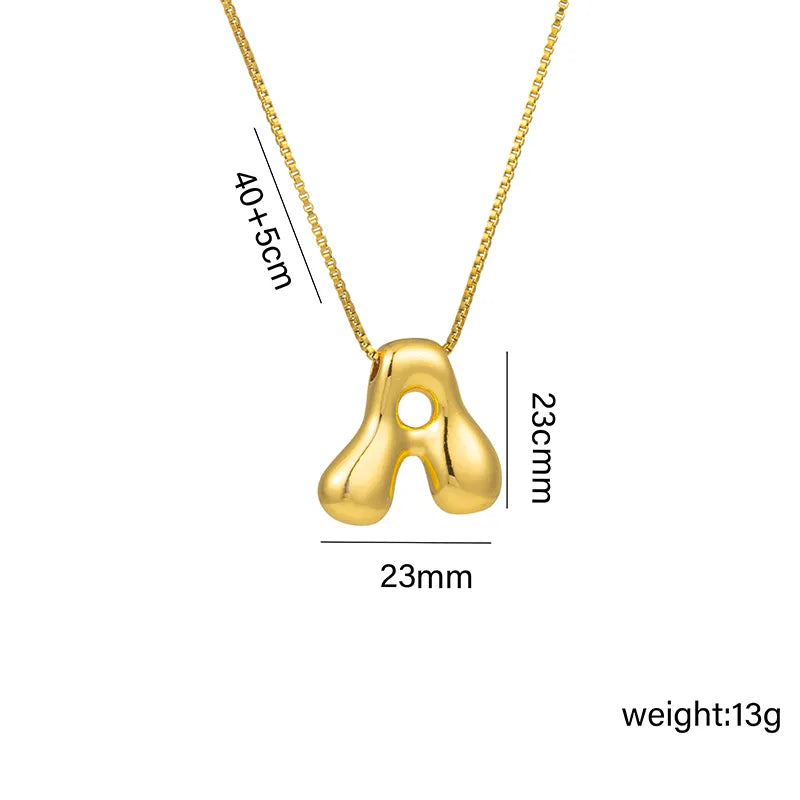 Bubble Letter Initial Pendant Necklace